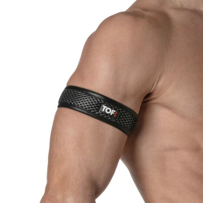 (1) TOF PARIS 3D Armband Mesh Snap Button Black Grey 892