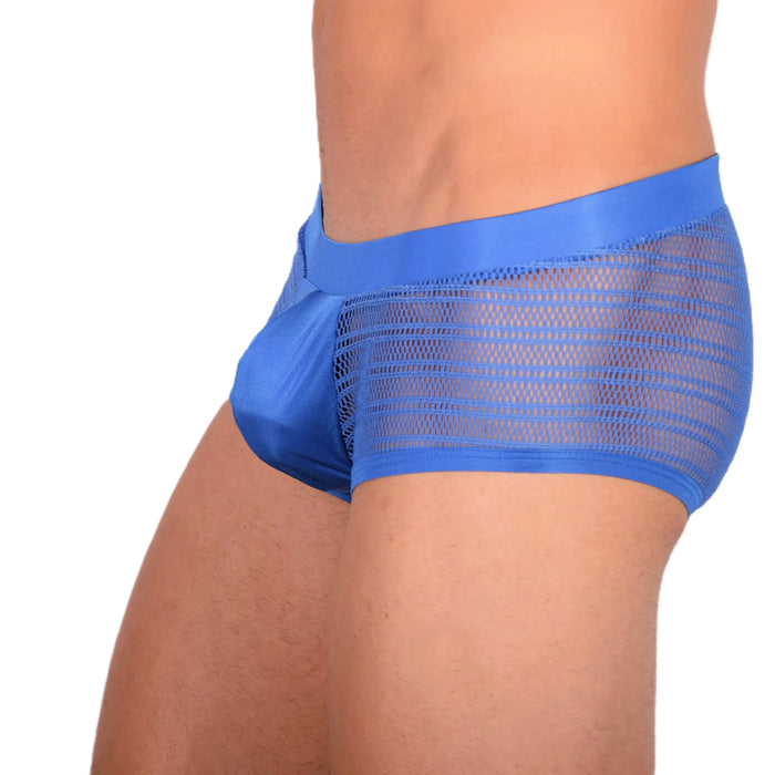 Doreanse Boxer Brief Silky Hipster Short Low Rise-Boxer Lacy Mesh Blue 1588 8