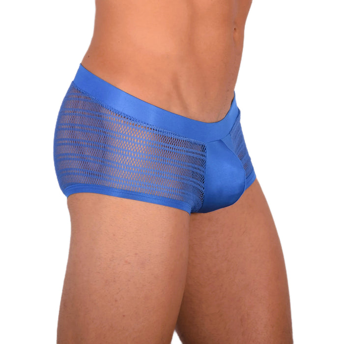 Doreanse Boxer Brief Silky Hipster Short Low Rise-Boxer Lacy Mesh Blue 1588 8