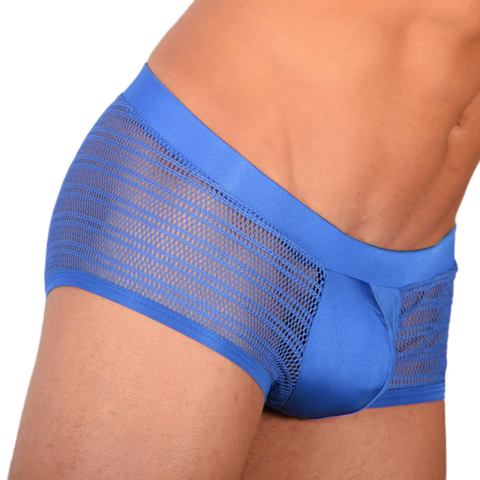 Doreanse Boxer Brief Silky Hipster Short Low Rise-Boxer Lacy Mesh Blue 1588 8