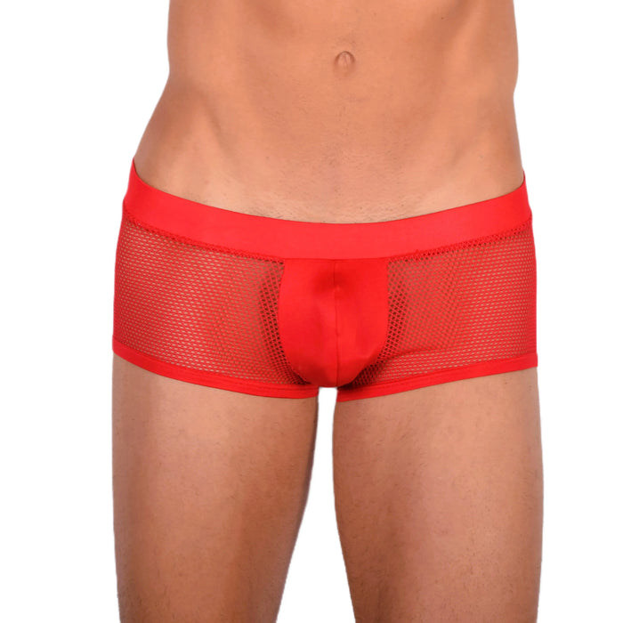 Doreanse sexy Boxer Brief Silky Hipster Short Low Rise-Mesh Boxer RED 1588 8