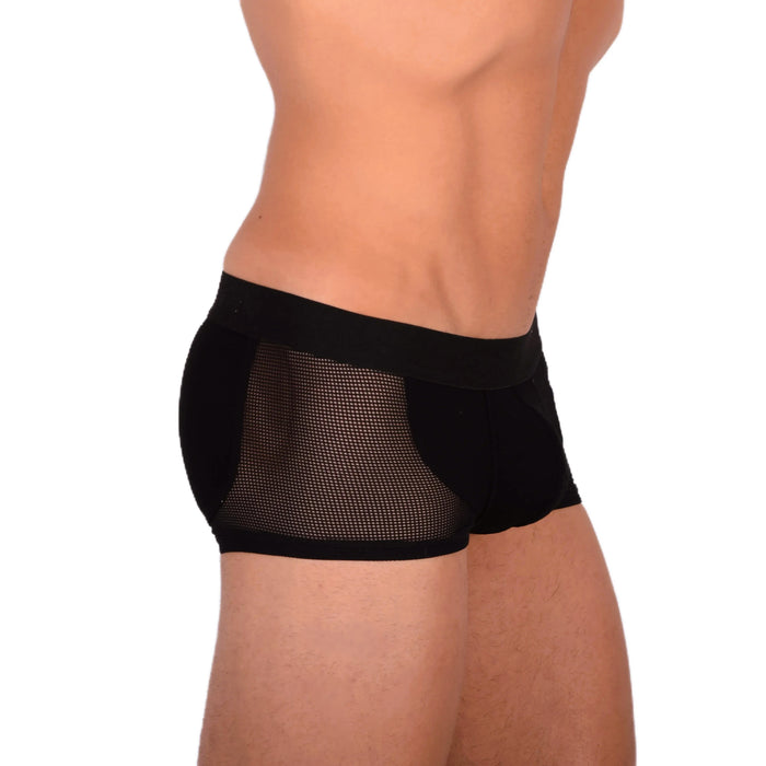 DOREANSE Mens Boxer brief sexy side mesh fabric Black 1705 13