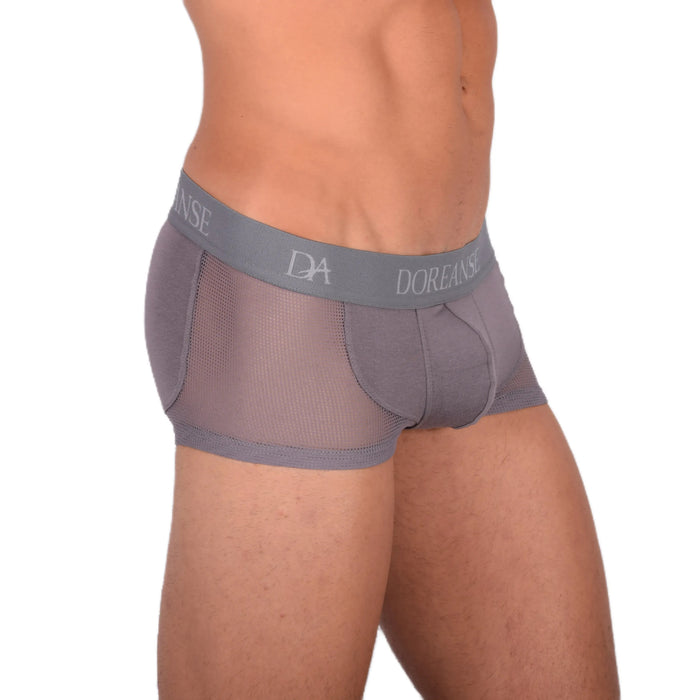 DOREANSE Mens Boxer brief sexy side mesh fabric Grey 1705 13