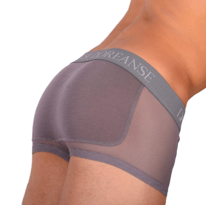 DOREANSE Mens Boxer brief sexy side mesh fabric Grey 1705 13