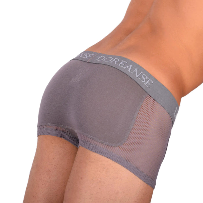 DOREANSE Mens Boxer brief sexy side mesh fabric Grey 1705 13