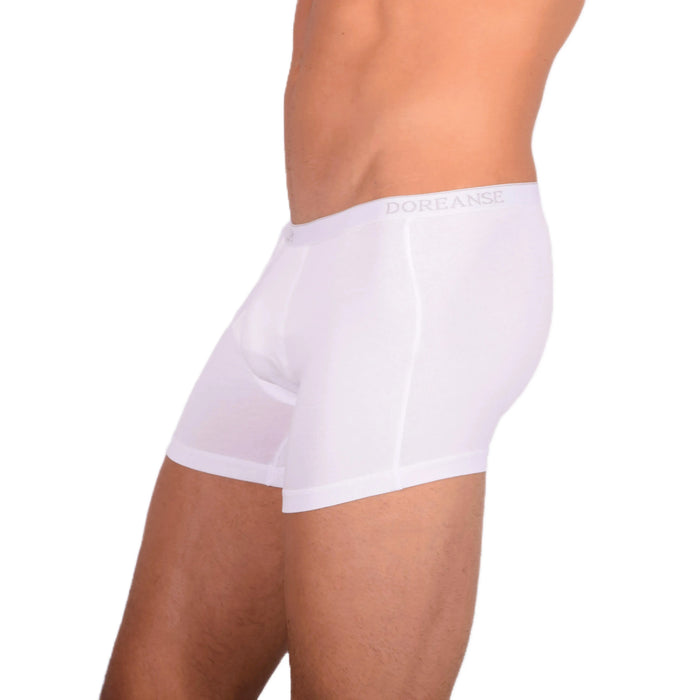 DOREANSE 90% Cotton Mens Underwear Boxer Brief Stretchy Fabric White 1717 6