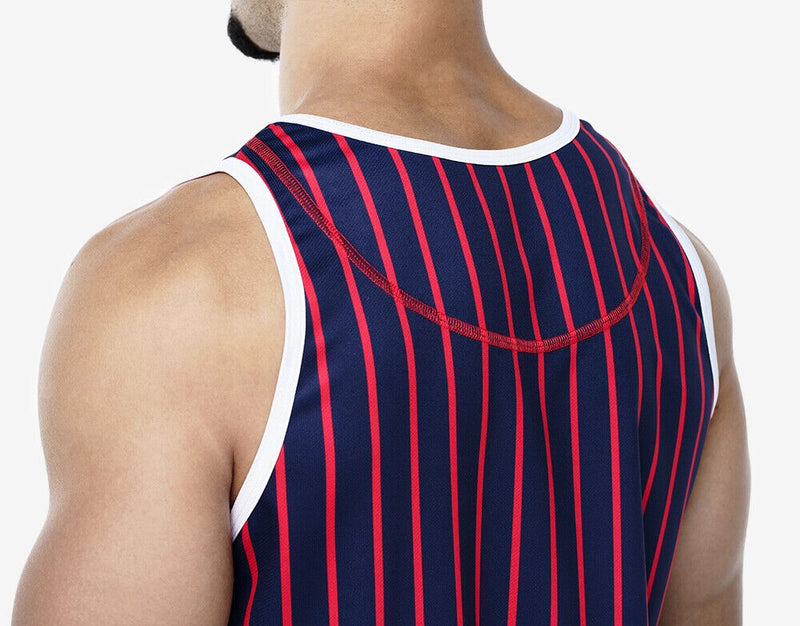 PUMP! Navy Striped Tank Top Lightweight Micromesh UVPF 50+ Sun Protection 14021