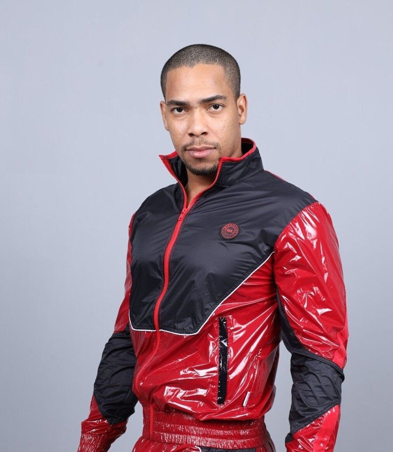 MR. RIEGILLIO Shiny Nylon 24 Tracksuit Jacket Red R1021