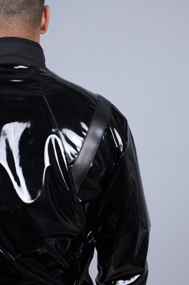 MR. RIEGILLIO PVC Tracksuit Jacket 24 Shiny Glossy Black R1019