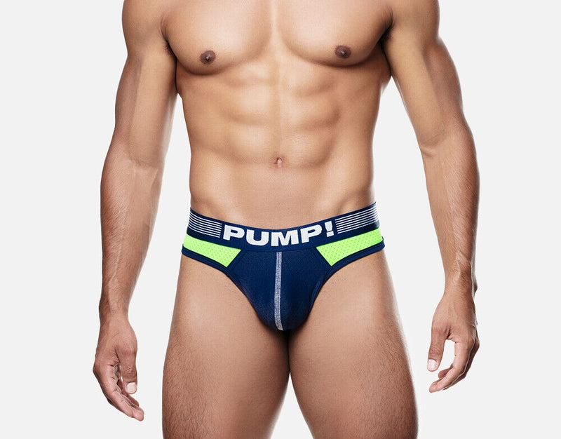 PUMP! Low Rise Thongs Surge Brief-Style G-String Neon Green Mesh Yoke 17013