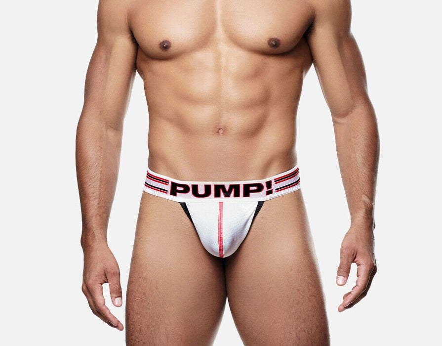 PUMP! Low-Rise Thong Circuit White Mesh Cup Red Stitching 17008
