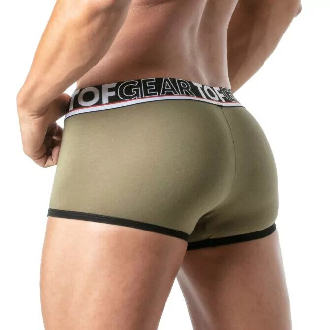 TOF PARIS Boxer Champion Trunk Jacquards Bi-Stretch Unlined Cotton Khaki 29