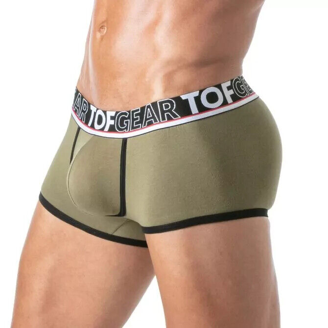 TOF PARIS Boxer Champion Trunk Jacquards Bi-Stretch Unlined Cotton Khaki 29