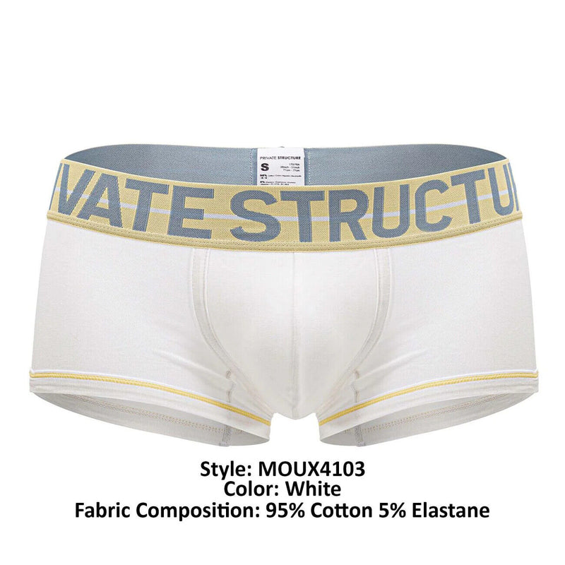 PRIVATE STRUCTURE Boxer Trunk MO-Lite Mid Waist Cotton Boxer But-White 4103 106