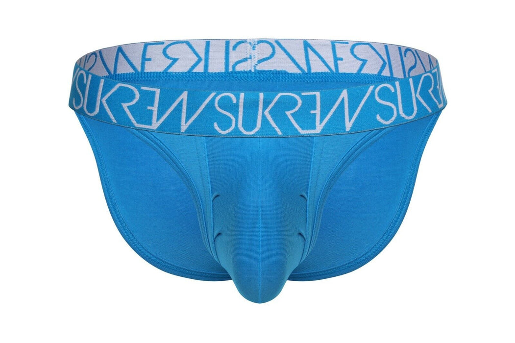 SUKREW Cotton High-Cut Tanga Brief With Large Contour Pouch Azure 36