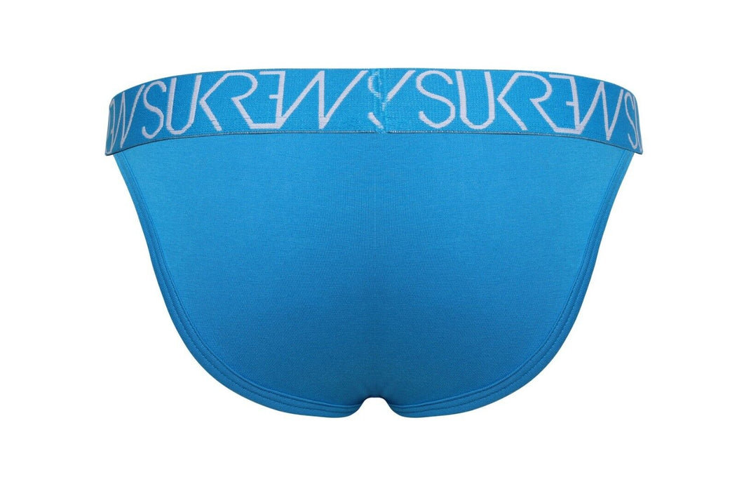 SUKREW Cotton High-Cut Tanga Brief With Large Contour Pouch Azure 36