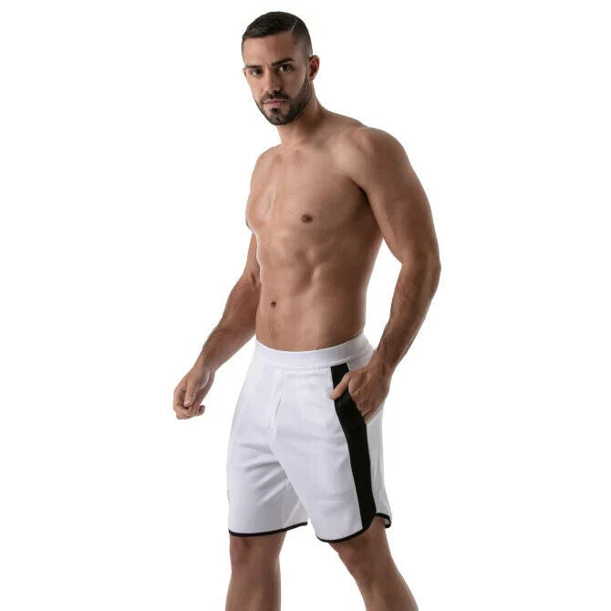 TOF PARIS Gym Long Shorts Antibacterial +50 UV Protection Sports Short White 12