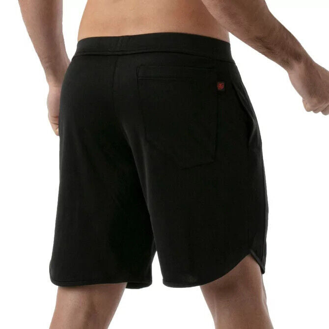 TOF PARIS Gym Long Sports Short With Antibacterial +50 UV Protection Black 12