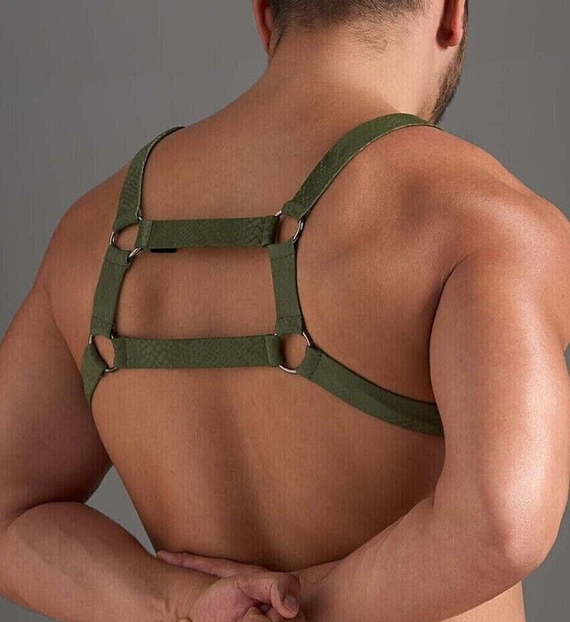 TEAMM8 Flex Harness Vegan PU Leather Mock Snakeskin Python Army Green 1