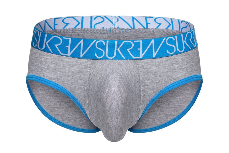 SUKREW Low-Rise APEX Briefs Rounded Pouch Unlined Cotton Brief Grey Marl 37