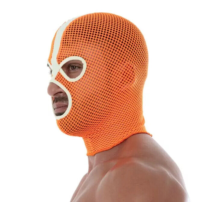 TOF PARIS Neon Mesh Hood Fishnet Nightlife Fashion Clubwear Orange Fluorescent