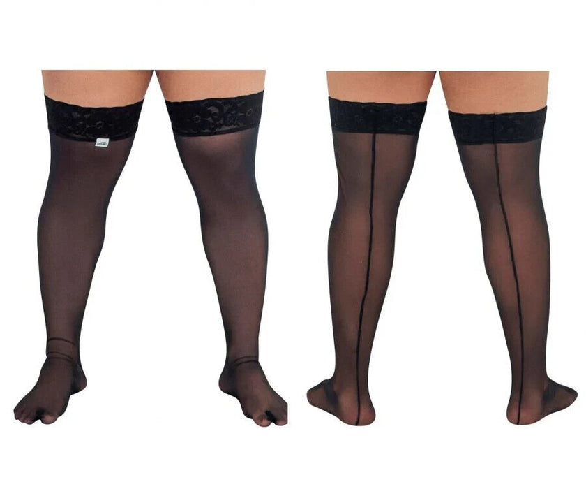 CandyMan Mens Mesh Thigh Highs With Matching Lace in Black 99533X O/S 3