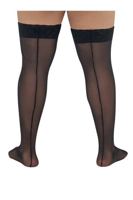 CandyMan Mens Mesh Thigh Highs With Matching Lace in Black 99533X O/S 3