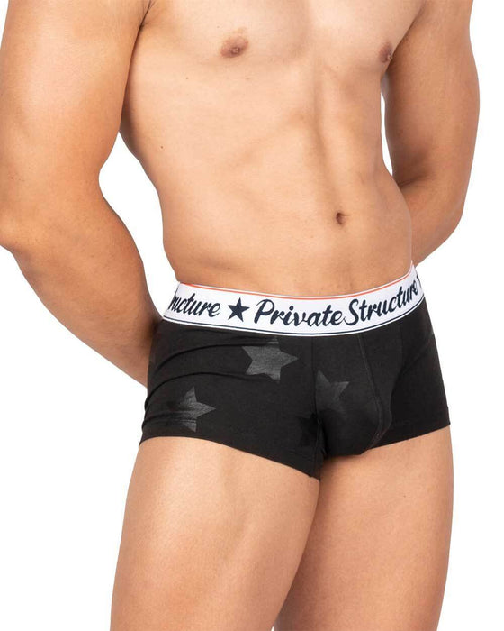 Private Structure Classic Motif Cotton Boxer Trunk Onyx Stars Black 4592 109