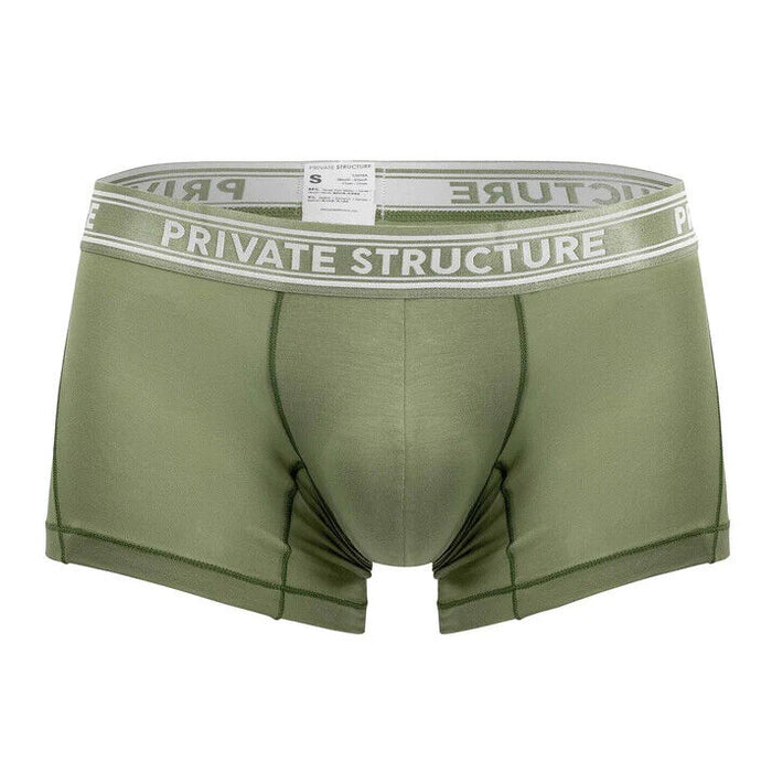 PRIVATE STRUCTURE Bamboo Boxer Viscose Mid-Waist Trunk Olive 4379 110