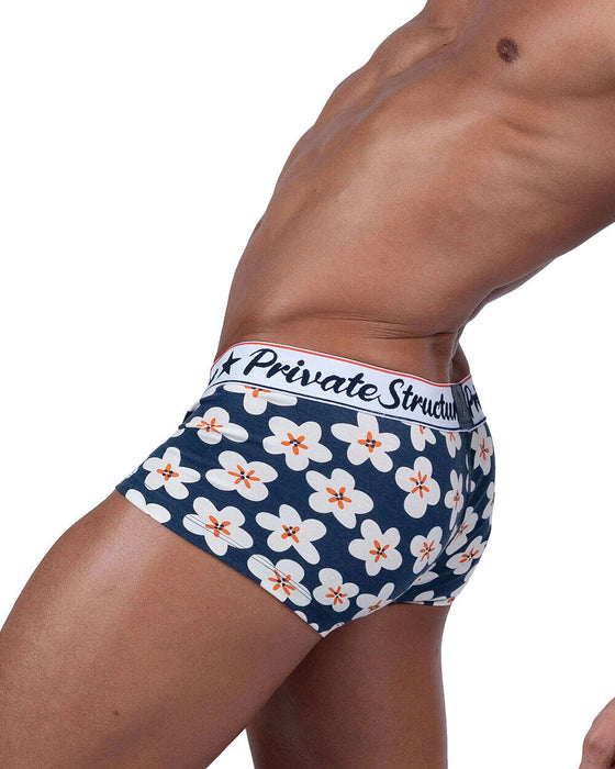 Boxer PRIVATE STRUCTURE Classic Motif Mid-Waist Boxer Trunk 4505 Floral Navy