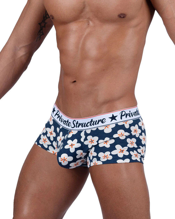 Boxer PRIVATE STRUCTURE Classic Motif Mid-Waist Boxer Trunk 4505 Floral Navy