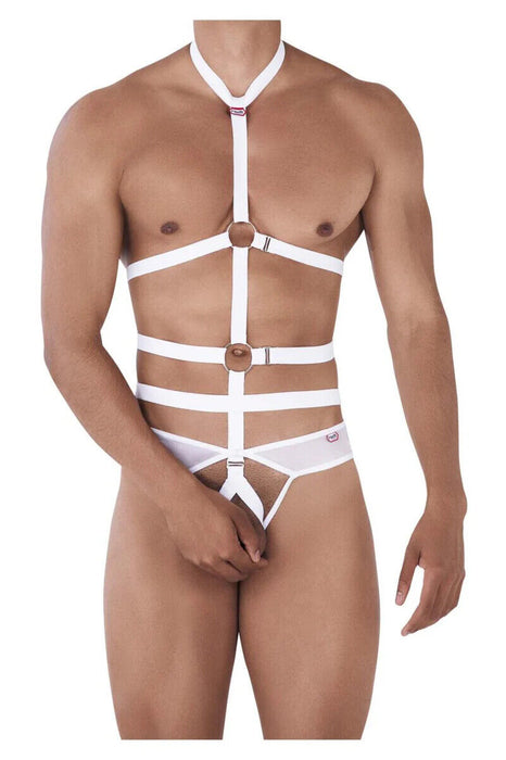 PIKANTE Decided  Harness-Thongs Combo Mesh Crotchless in White 0344 3