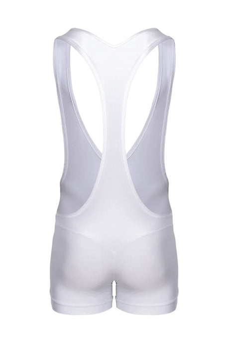 SUKREW V-Neck Singlet Bum Accentuating Bodysuit Low-Cut Side in Shimmer White 38