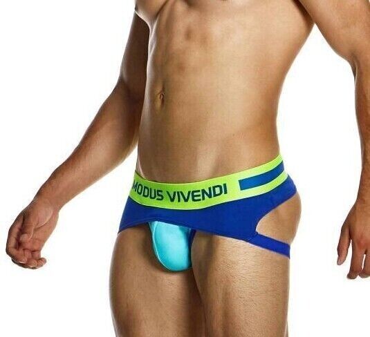 Modus Vivendi Sporty Fly Jockstrap Original Peplum Knitted Jock Blue 12413