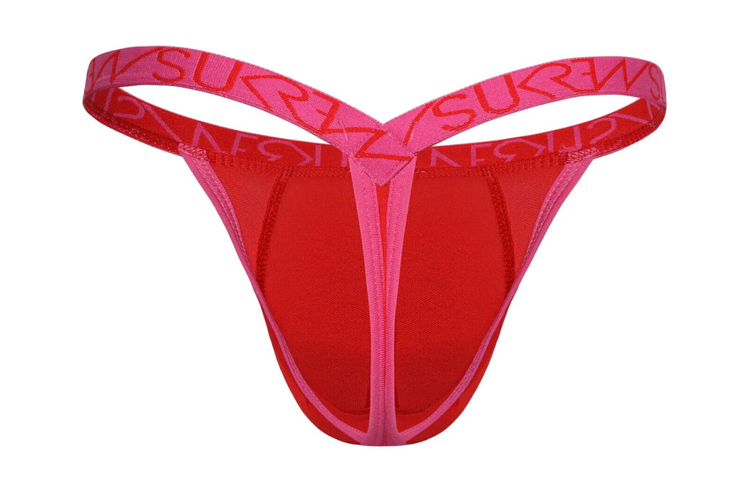 SUKREW Bubble Thong Low-Rise with Rounded Cupping Pouch in Red 39