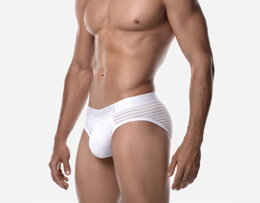 PUMP! Whisper Brief Subtly Sheer Stripes Nylon Cup 40mm Matt White 12078