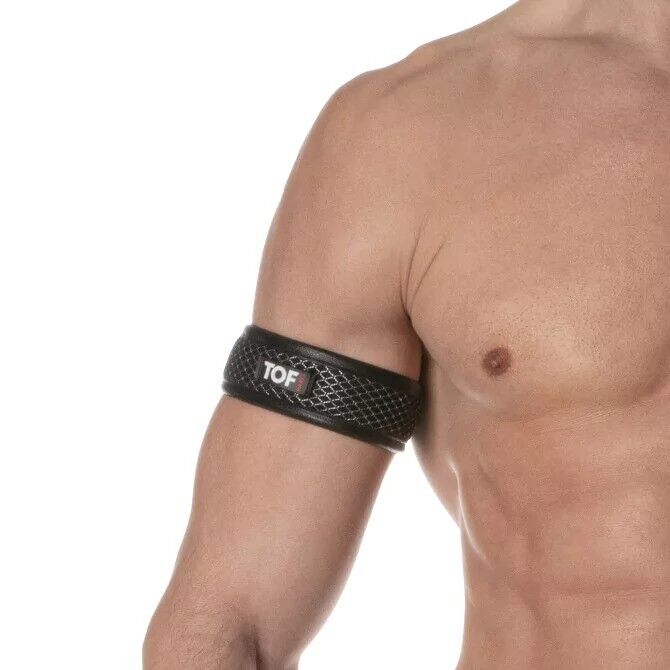 (1) TOF PARIS 3D Armband Mesh Snap Button Black Grey 89