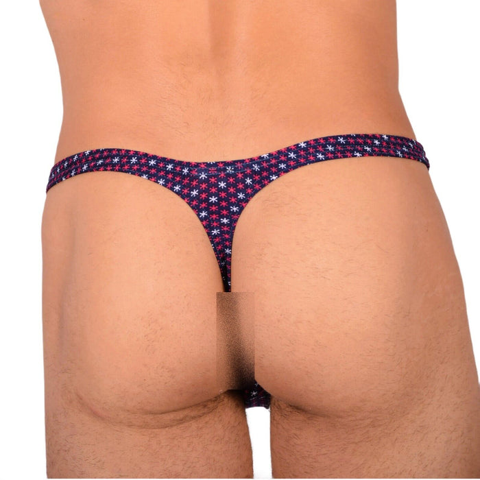 S/M SMU Tanning Walking around sheer Blue Red Stars Thong MX19 33985