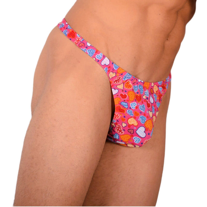 S/M SMU Tanning Walking around sheer Pink Hearts Thong MX19 33987