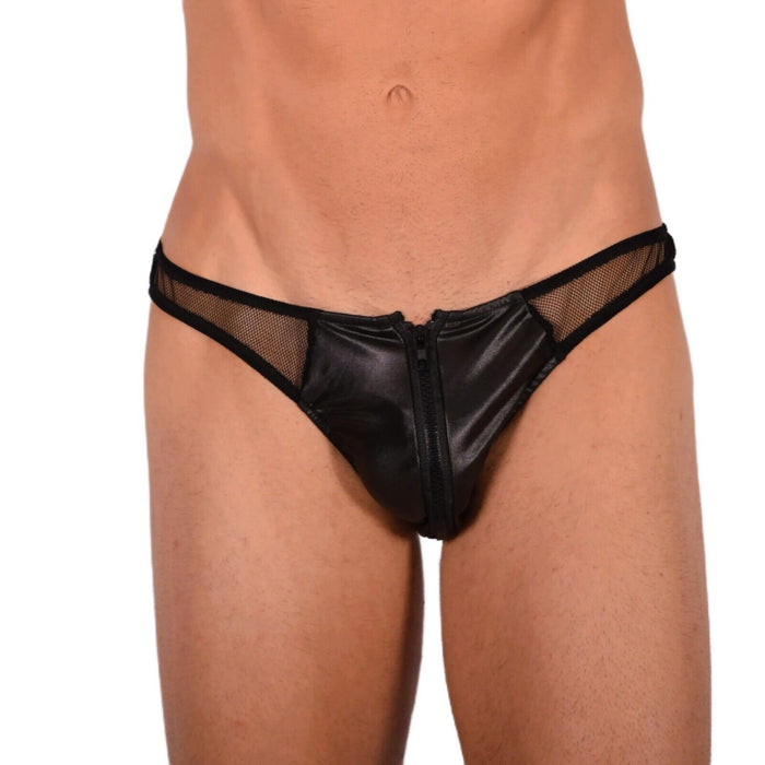 XS Smu Tanning Walking around sheer Zipped Black C-Thru Brief MX19 34024