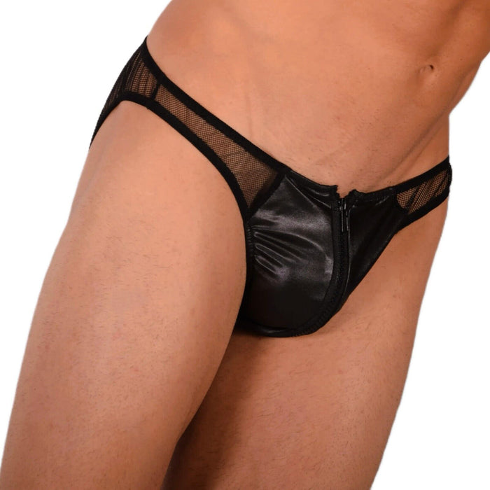 XS Smu Tanning Walking around sheer Zipped Black C-Thru Brief MX19 34024