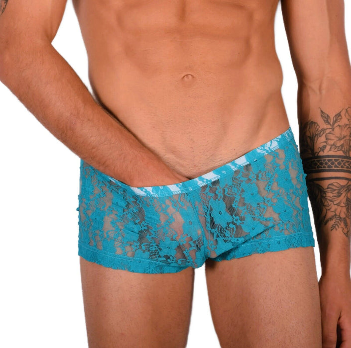 2XS/XS Smu Tanning Walking around sheer Turquoise C-Thru Mini Boxer MX19 34027