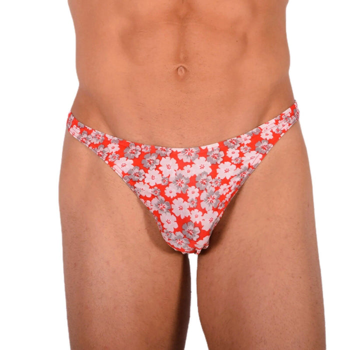 XS/S SMU Tanning Walking around Red Floral Thong MX20 34053