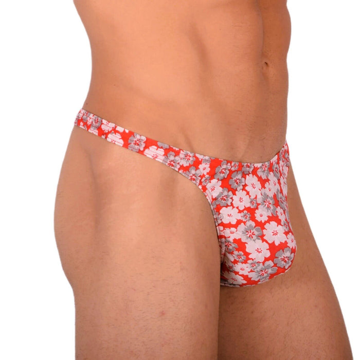 XS/S SMU Tanning Walking around Red Floral Thong MX20 34053