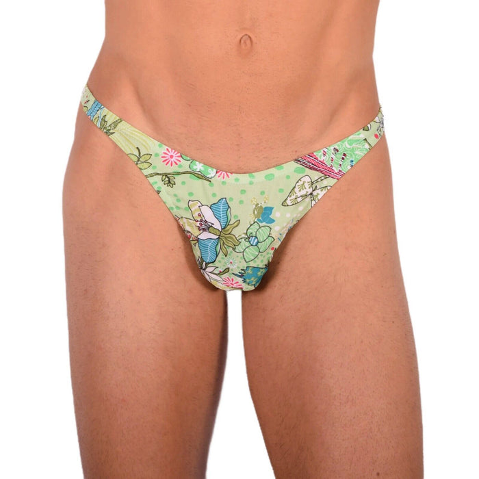 XS/S SMU Tanning Walking around Green Floral Thongs MX20 34063