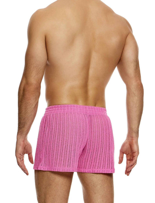 MODUS VIVENDI Striped Crochet Boxer Shorts Elastic Knitted Pink 07421