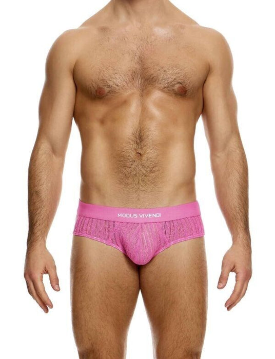 MODUS VIVENDI Stretch Briefs Striped Crochet Classic Knitted Brief Pink 07414