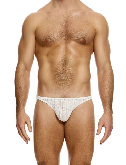 MODUS VIVENDI Bikini Briefs Striped Crochet Low-Cut Brief in Natural 07413