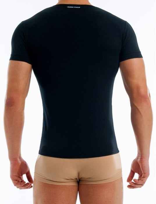 MODUS VIVENDI Shirt Antibacterial Pure Cotton T-Shirt Slim Fit in Black 15641