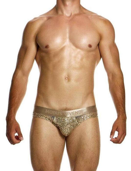 MODUS VIVENDI Harem Classic Brief Slim Fit Shiny Jacquards Sequins Gold 19414